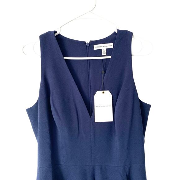 Dress The Population NWTs Catalina Navy Blue Dress size 10 with pockets - Picture 6 of 11